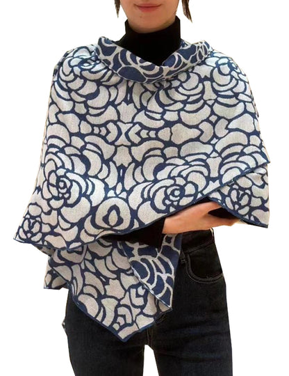 Reversible Short Loop Wrap - Blue / White Nautilus