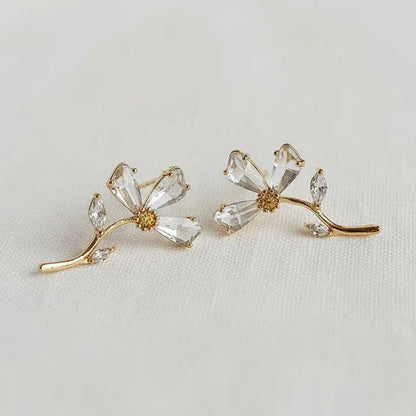 Stud Earrings - Floral Zircon