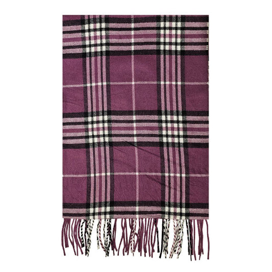 Cashmere Feel Scarf - Plaid Purple