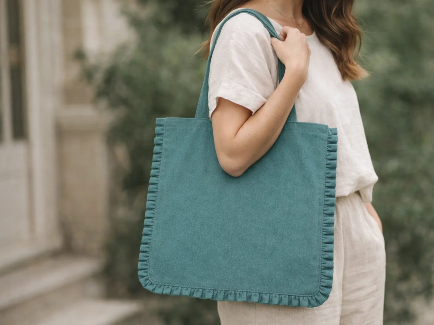 Canvas Colored Tote Bag - Teal