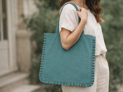 Canvas Colored Tote Bag - Teal
