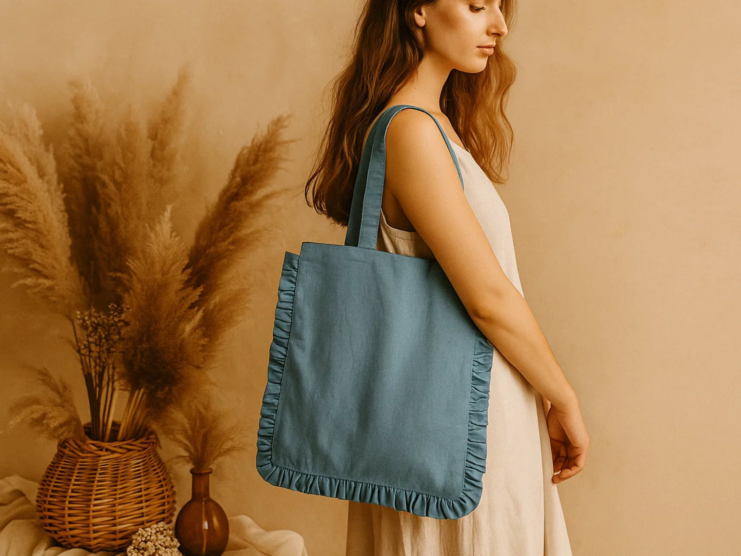 Canvas Colored Tote Bag - Blue