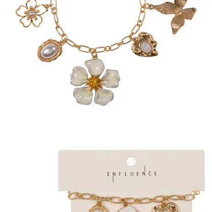 Bracelet - Flower Charm Cluster Gold