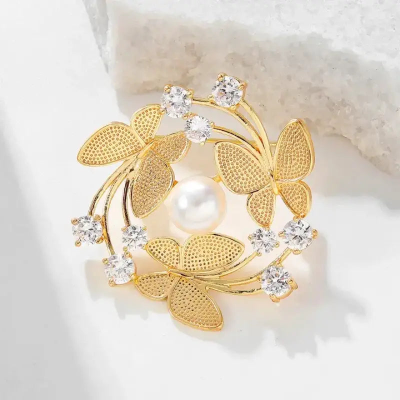 Statement Brooch - Elegant Pearl Butterfly