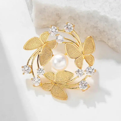 Statement Brooch - Elegant Pearl Butterfly