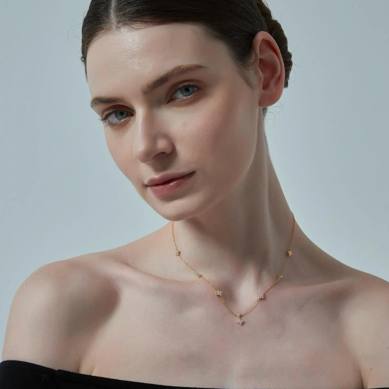 Friendship Necklace - Four Petal Flower (Silver)