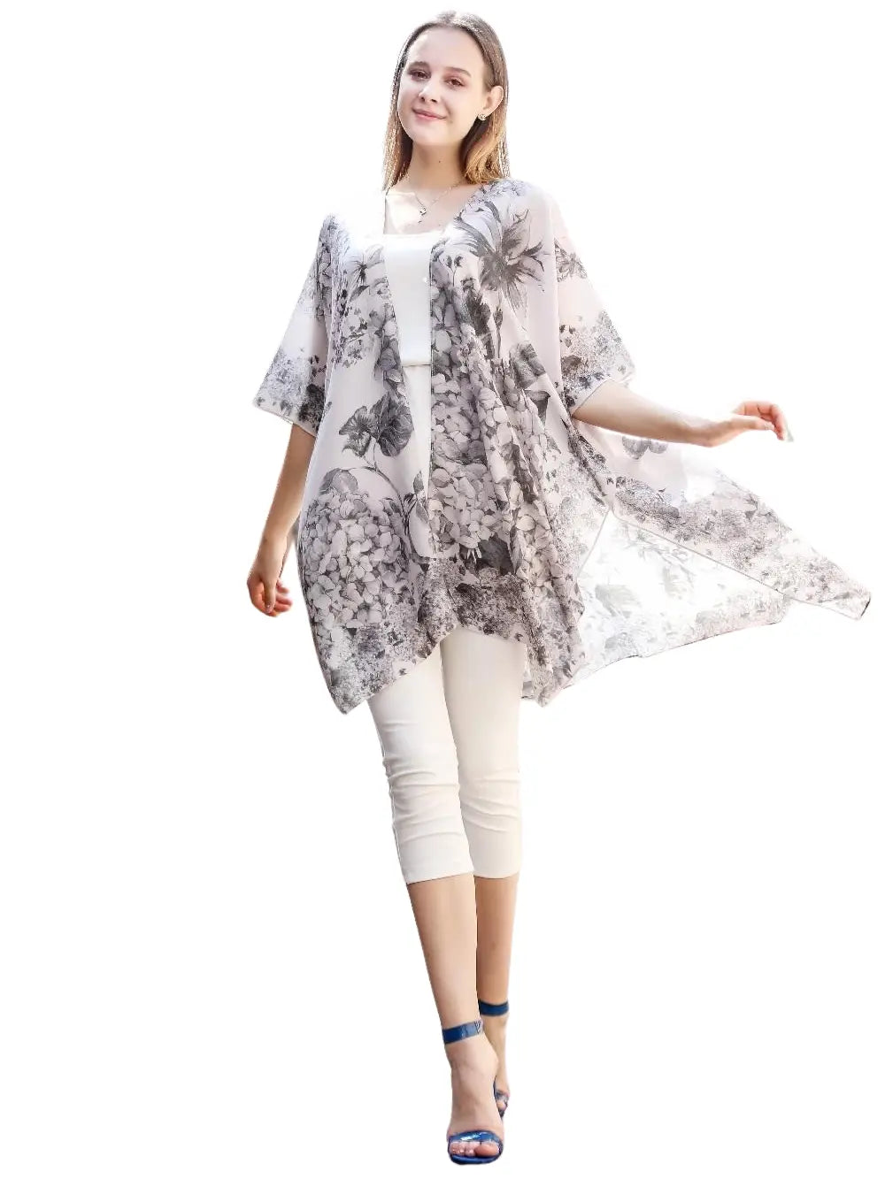 Kimono - Grey Hydrangea