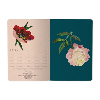 Notebook 8x6 - Peonies On Black