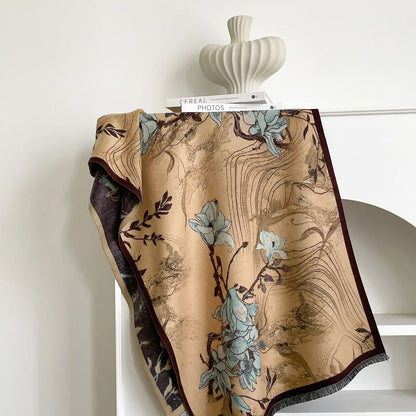 Reversible Wrap - Brown / Turq Prairie Rose
