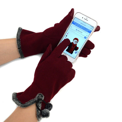 Woman's Winter Gloves - Plum W Fur (LG)