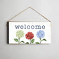 Twine Hanging Sign - Welcome Patriotic Hydrangea
