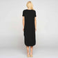 Stretchy Knit Fabric Dress (Short Sleeves) - Black
