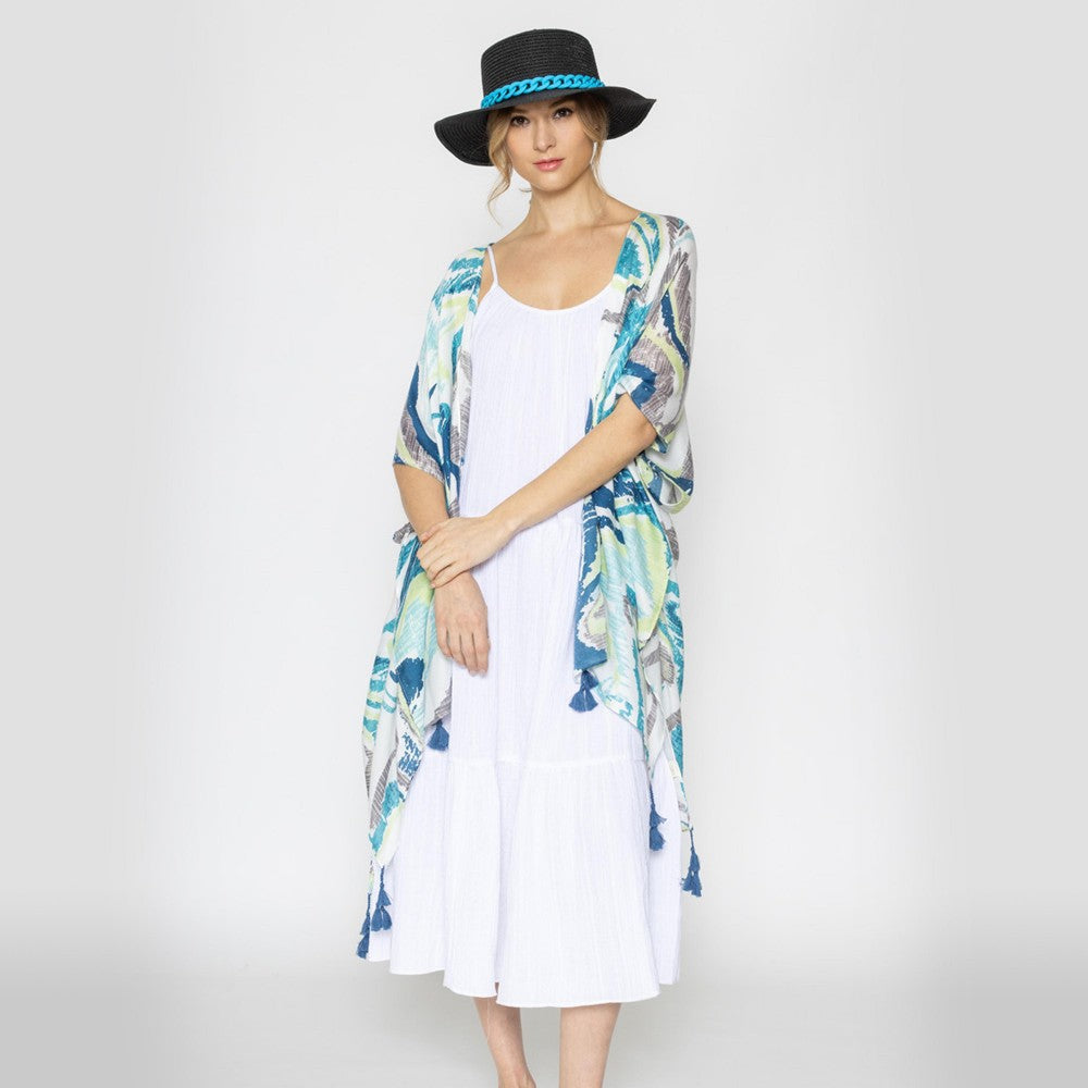 Kimono - Blue Abstract Swirls