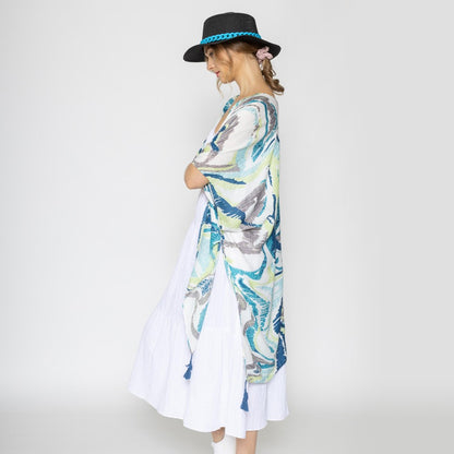 Kimono - Blue Abstract Swirls