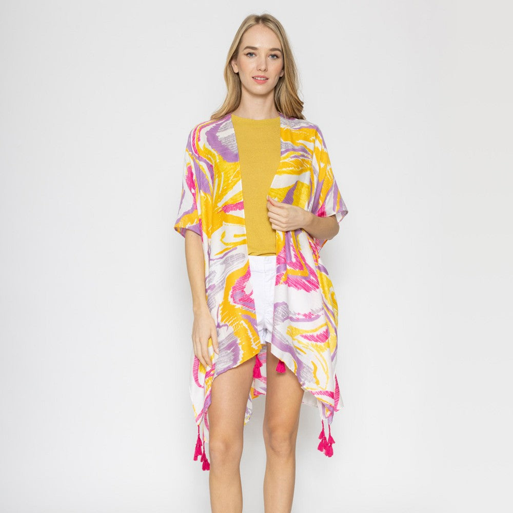 Kimono - Yellow Abstract Swirls
