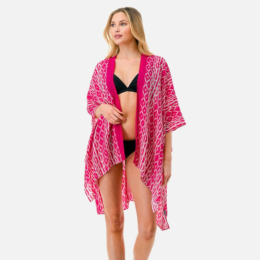 Lightweight Kimono - Pink Tessellation Print