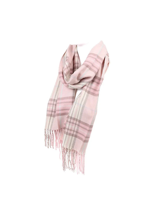 Cashmere Feel Winter Scarf - Pink Plaid