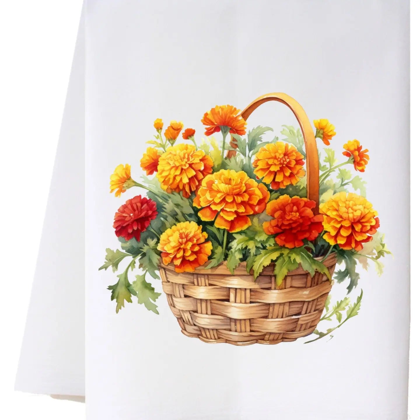 Flour Sack Towel - Basket of Marigolds