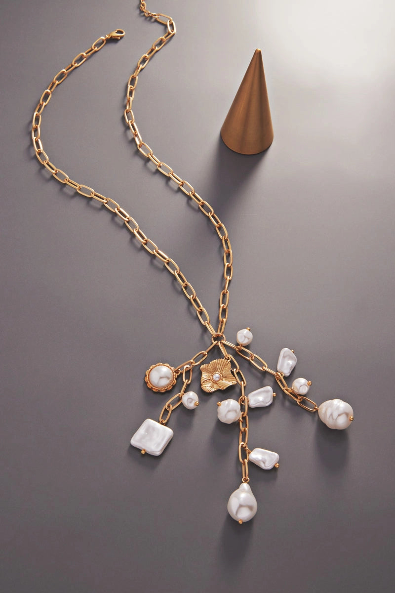 Necklace - Y Shaped Vintage Pearl