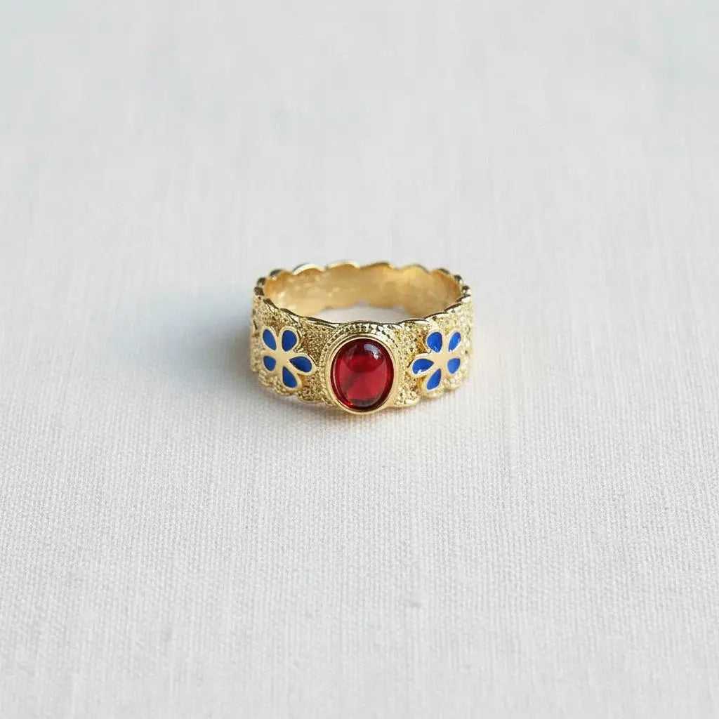 Ring - Vintage Style Red & Blue