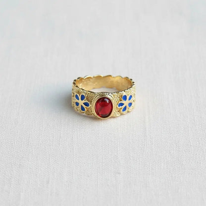 Ring - Vintage Style Red & Blue