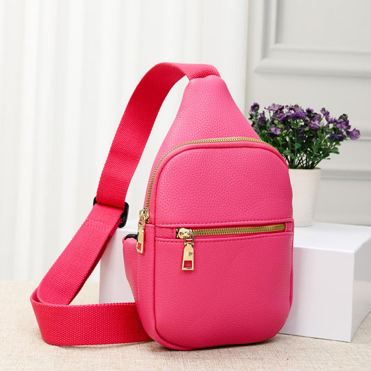 Leather Cross Body Sling Bag - Pink