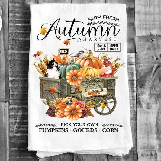 Cotten Tea Towel - Farm Fresh Fall Autumn Harvest