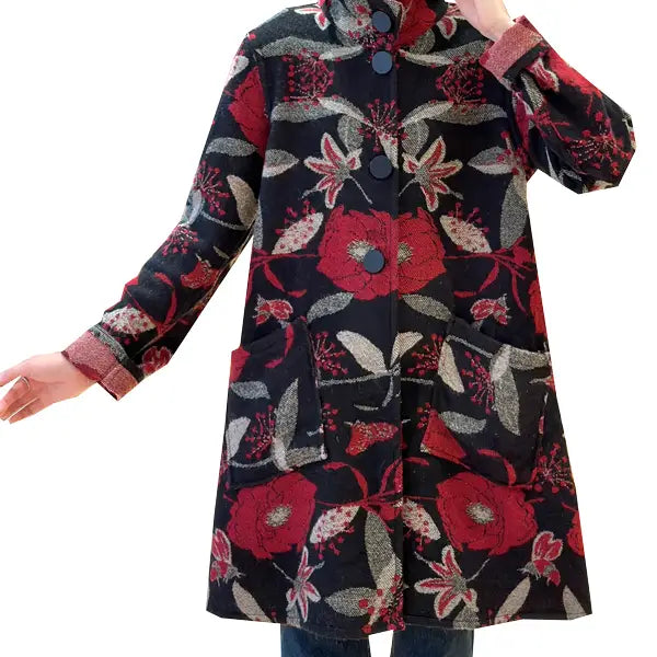 Reversible Coat (XLG) – Red Black Garden