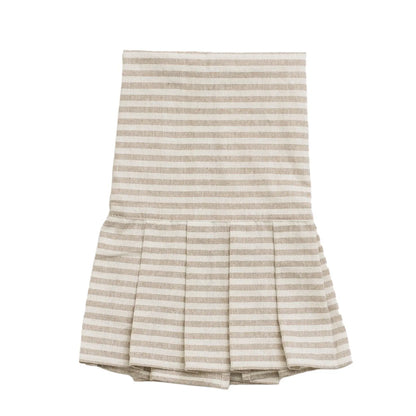 Striped Tea Towel with Ruffle - Tan