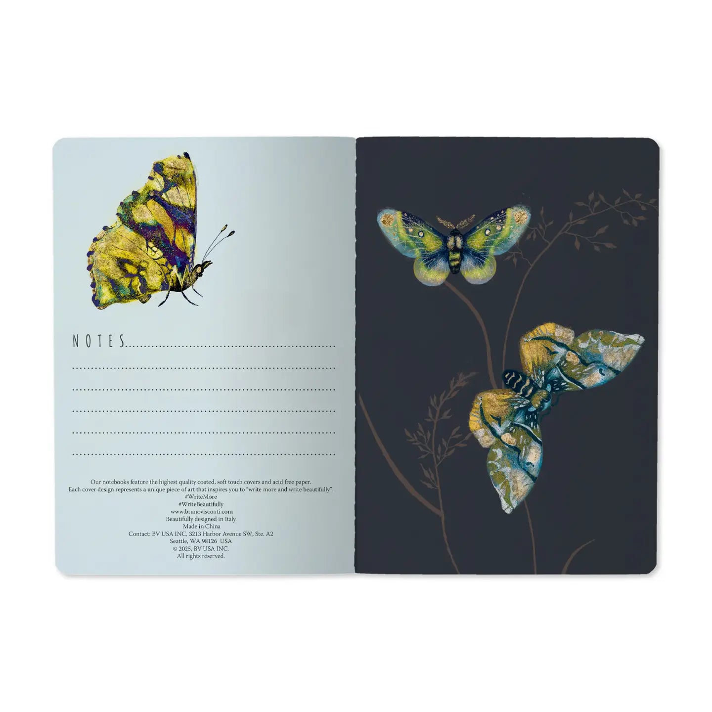 Notebook 8x6 - Butterflies On White