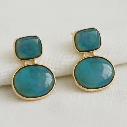Drop Earrings - Natural Shell Iridescent Geometric