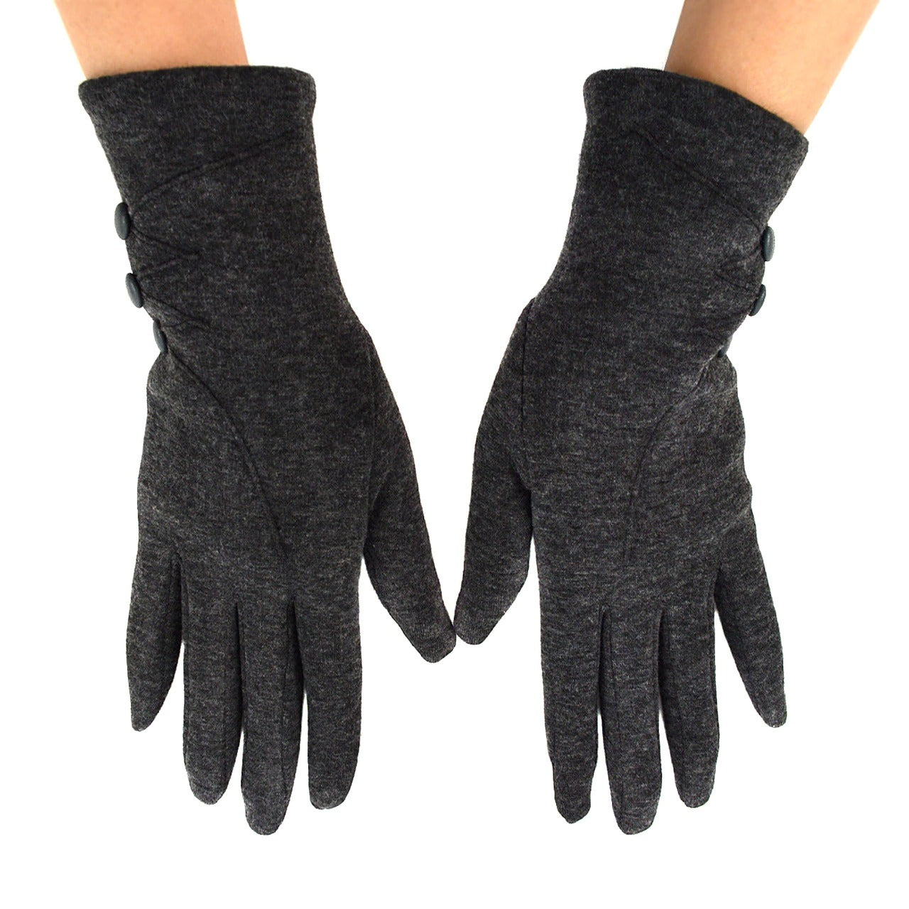 Woman's Winter Gloves - Dark Navy W Buttons (LG)