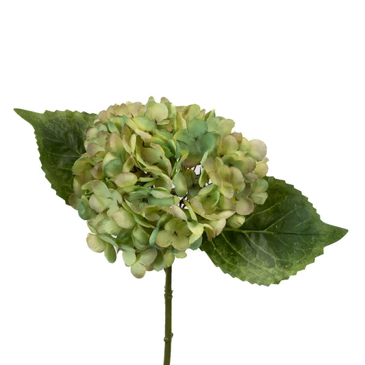 Faux Hydrangea 13in - Light Green / Purple