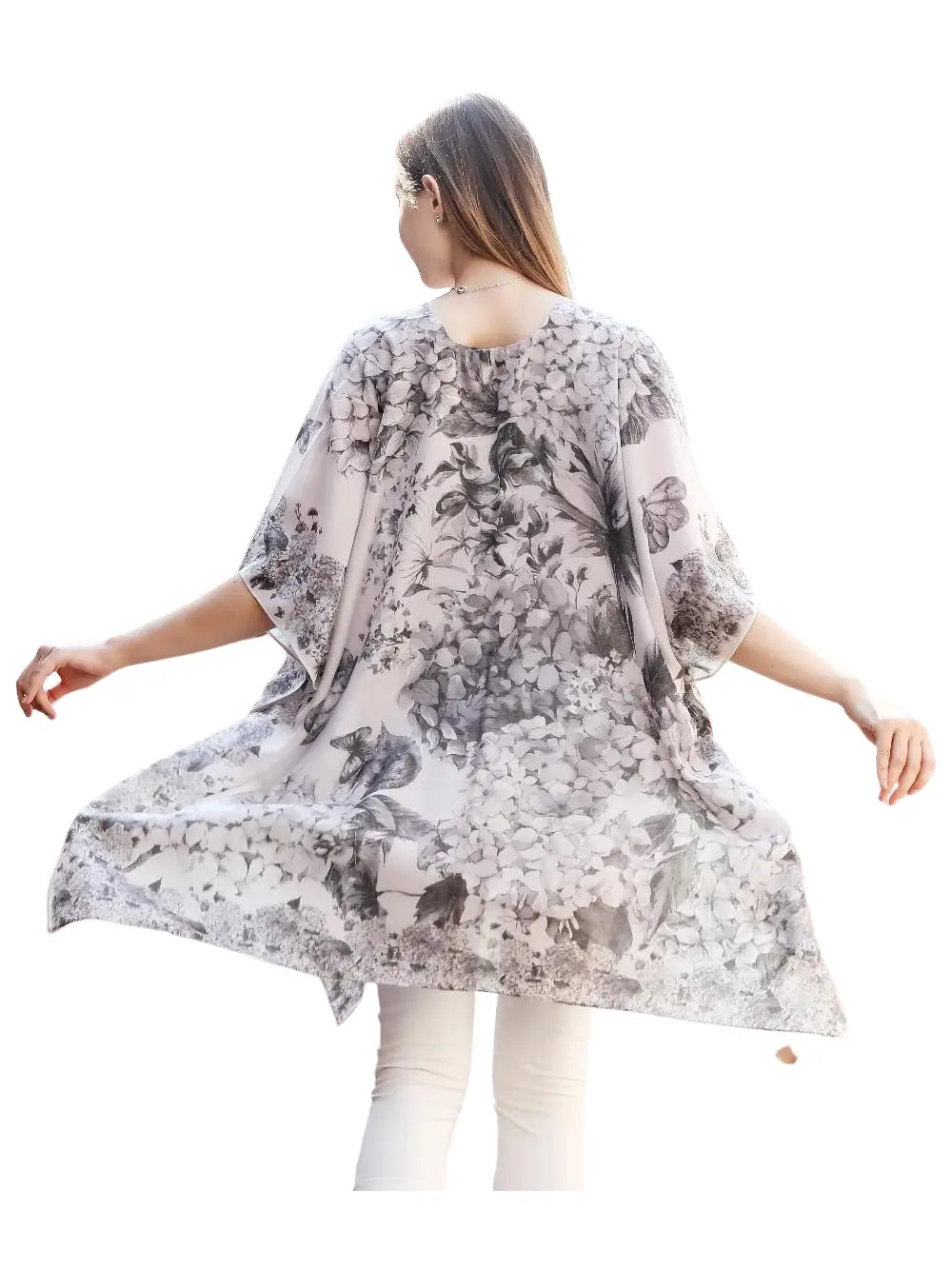 Kimono - Grey Hydrangea