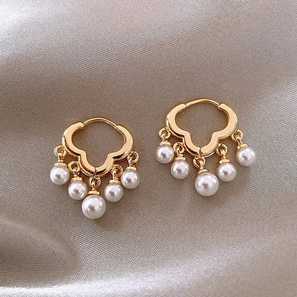 Huggie Earrings - Gold Cloud Pearl Tassel