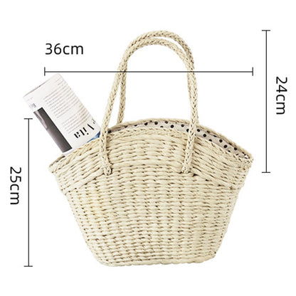 Woven Casual Straw Tote - Khaki