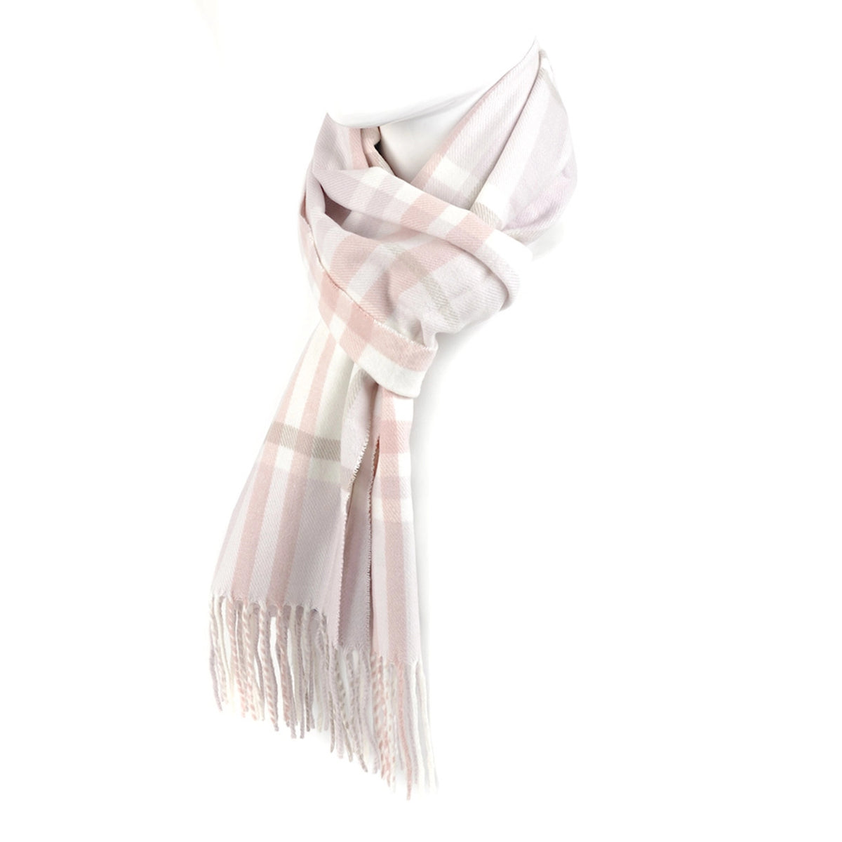 Cashmere Feel Winter Scarf - Pink Plaid Soft