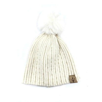 Winter Knit Beanie with Pom - Off White