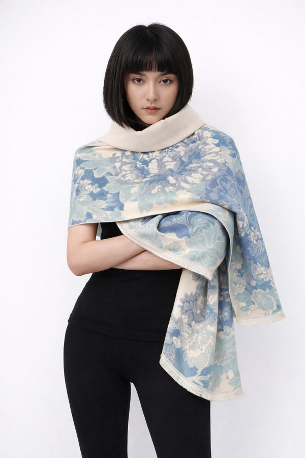 Reversible Wrap - Blue / White Bloom
