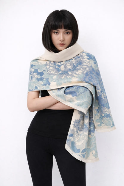 Reversible Wrap - Blue / White Bloom