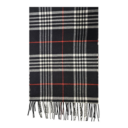 Cashmere Feel Scarf - Plaid Black