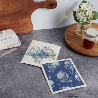 Swedish Dishcloth Set - Blue Floral