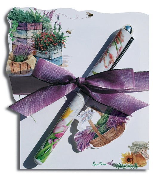 Note Pad and Pen Gift Set - Lavender Bee Farm