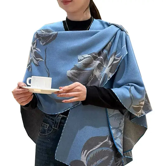 Reversible Short Loop Wrap - Light Blue / Gray Lotus