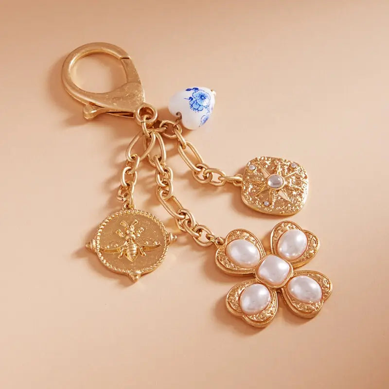 Bag Charm Keychain - Bee North Star Flower Charms