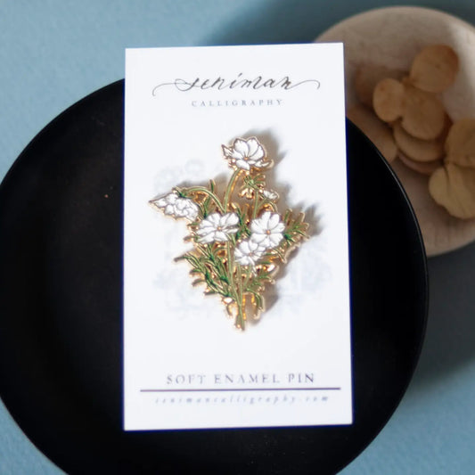 Enamel Pin - White Cosmos