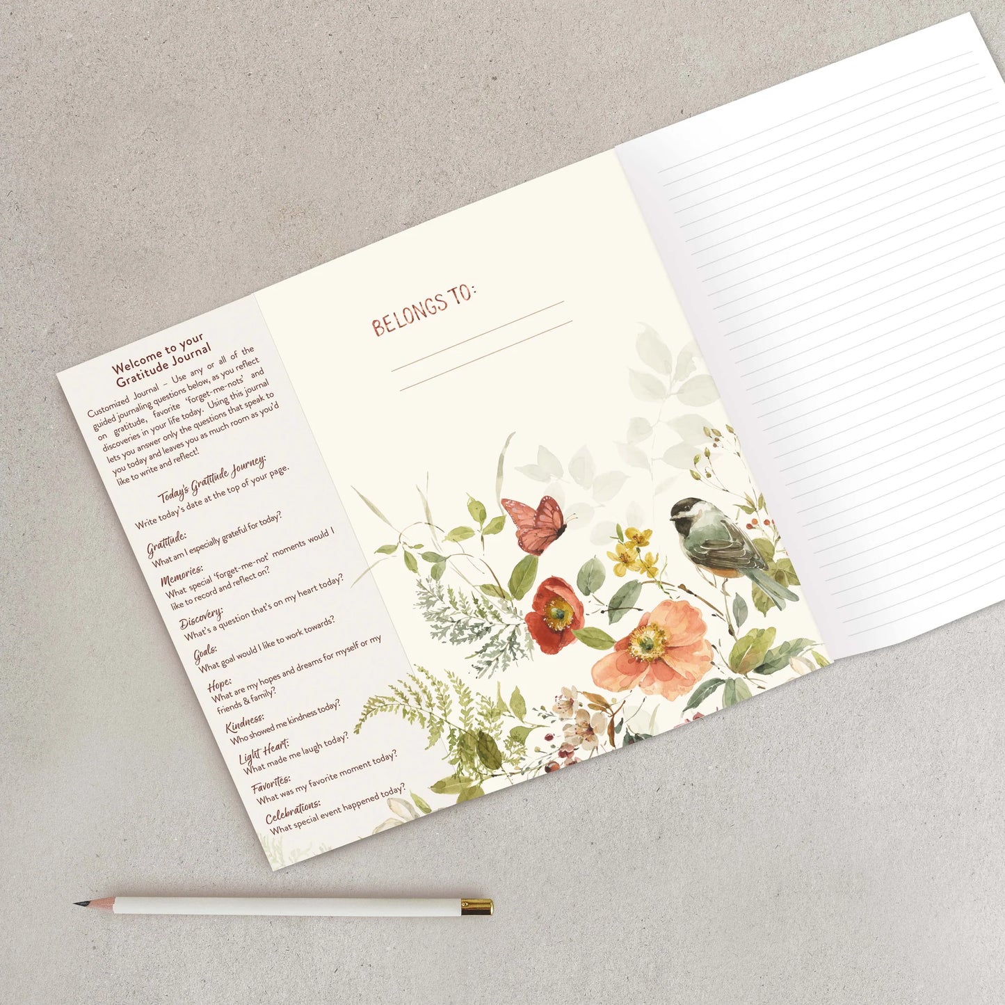 Gratitude Gatefold Journal - Nature Floral with Birds