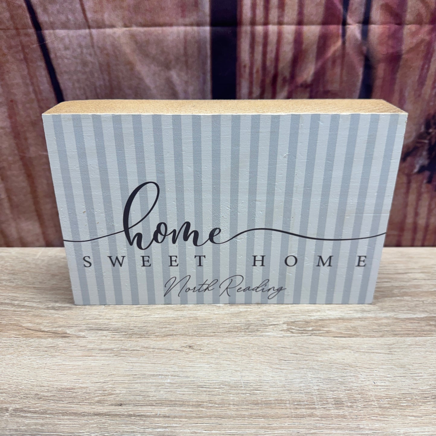 Decorative Wooden Block - North Reading Striped Home Sweet