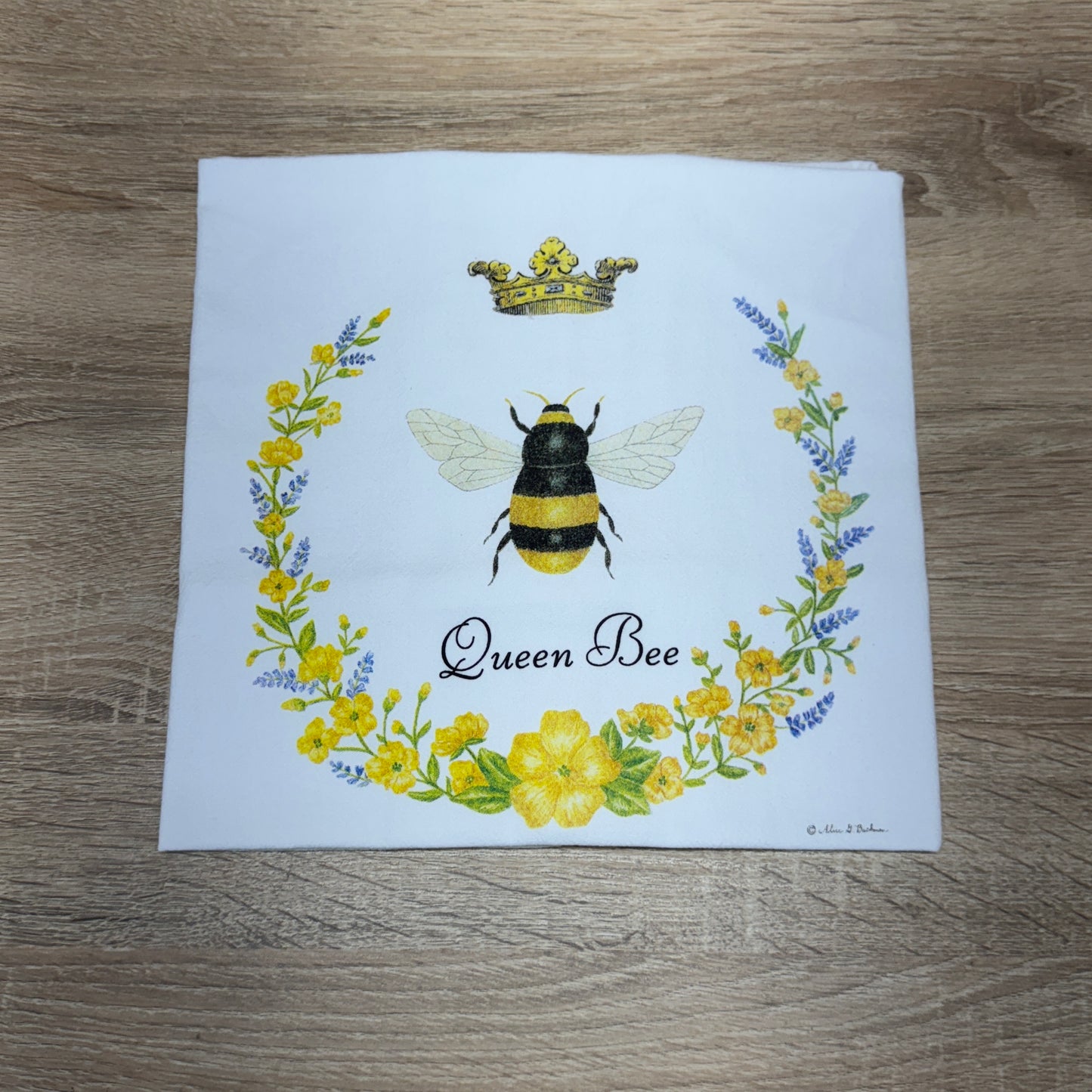Flour Sack Towel - Floral Queen Bee