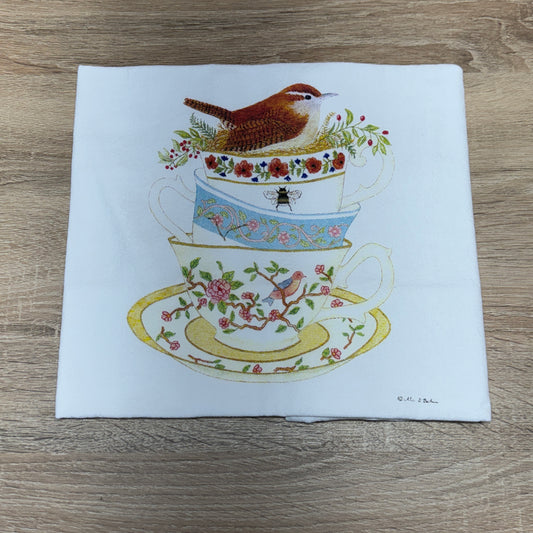 Flour Sack Towel - Stack of Teacups